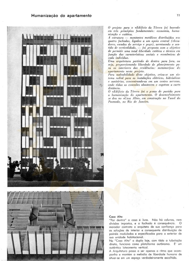 Esquema de fachada modular [Título atribuído]. Fonte: Acrópole, São Paulo, ano 26, n. 301, p. 11–13, dez. 1963.