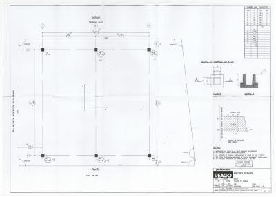 Prancha de detalhamento dos elementos estruturais pré-fabricados produzidos pela REAGO [título atribuído], 1990. Fonte: Acervo Antonio Gerassi.